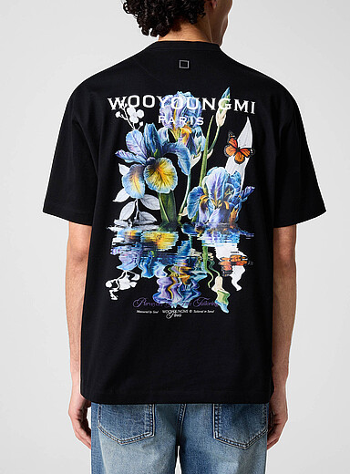 Wooyoungmi Black Floral print T-shirt for men