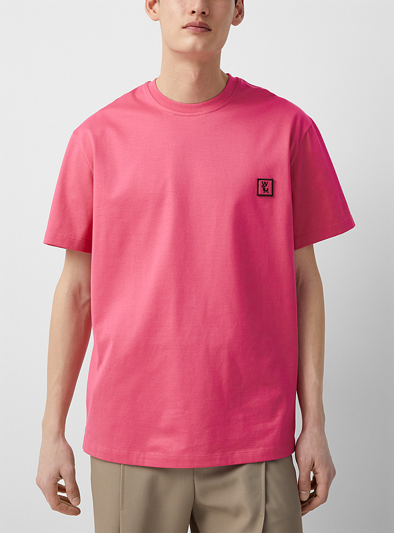 Wooyoungmi Pink Logo patch bright T-shirt for men