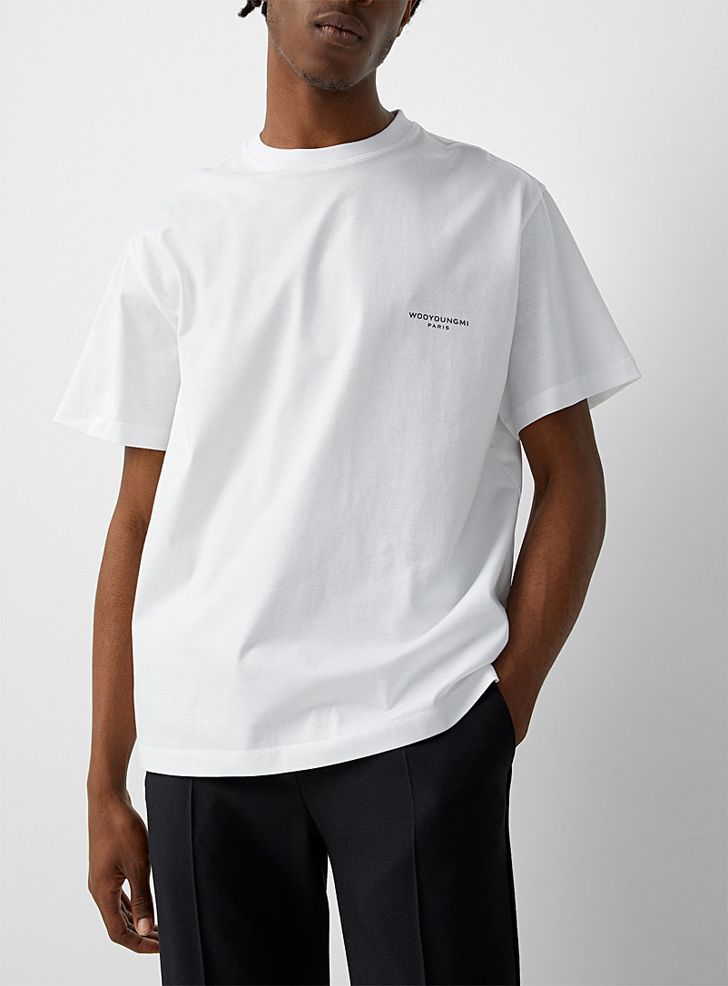 Wooyoungmi White Embroidered logo T-shirt for men
