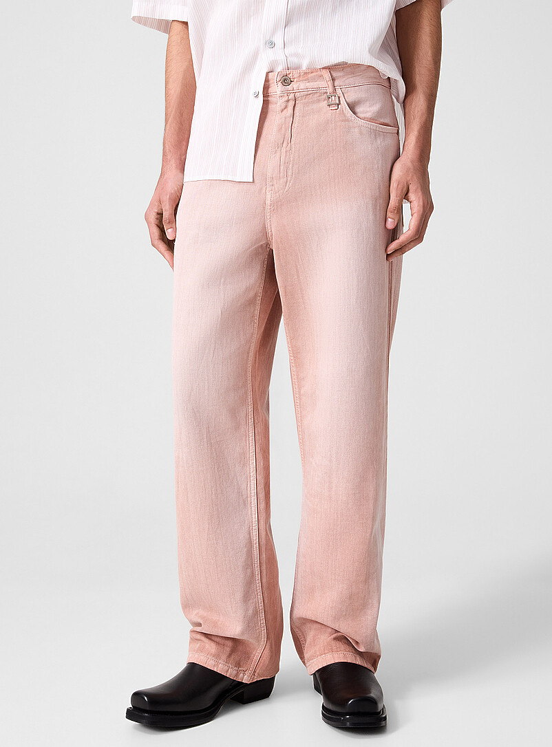 Faded pink cotton-linen jean product image 2
