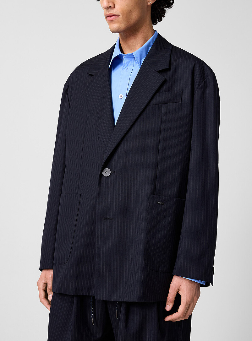 Loose-Fit Banker-Striped Suit Jacket