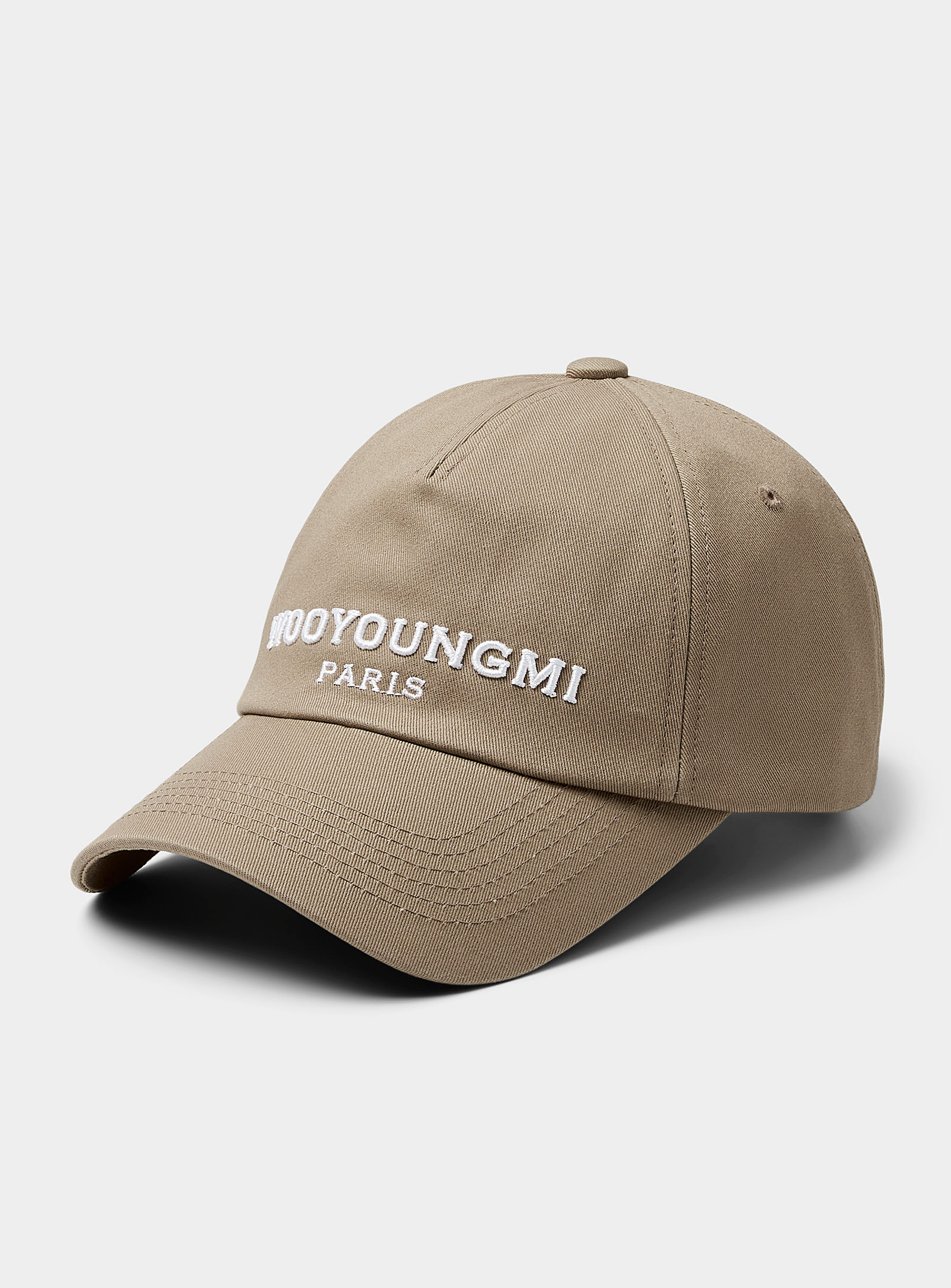 Wooyoungmi Embossed Signature Black Cap In Ivory/cream Beige