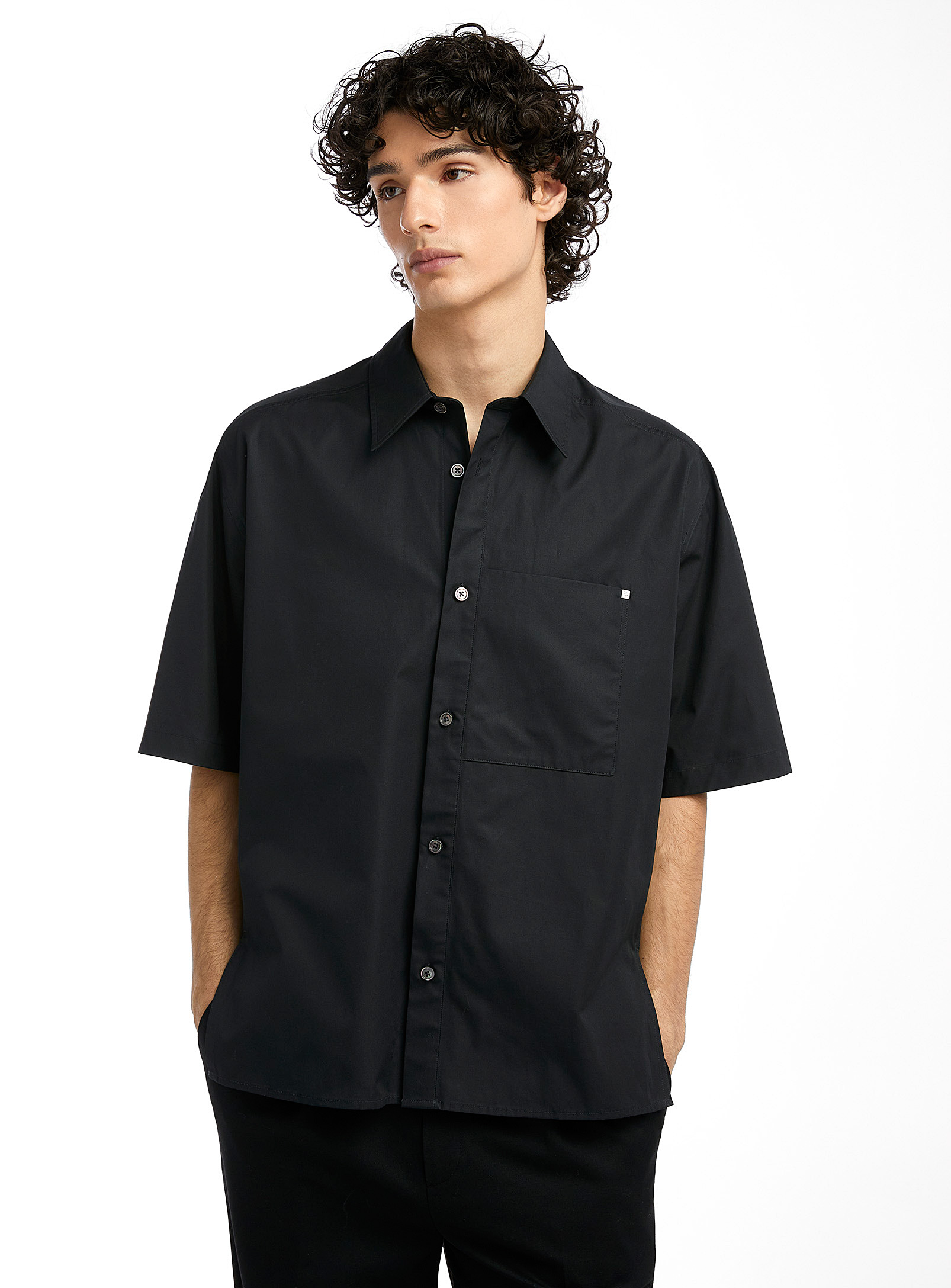 Shop Wooyoungmi Oversized Poplin Shirt In Black