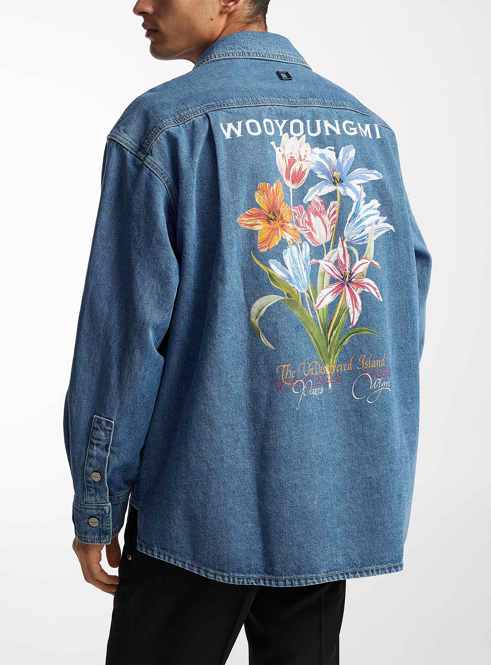 Wooyoungmi Floral Denim Shirt In Blue