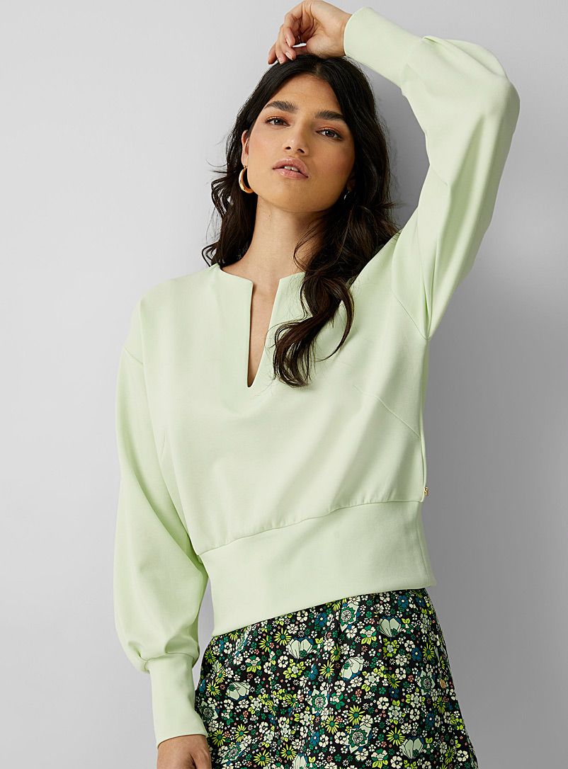 Scotch & Soda Lime Green Lime-green puff-sleeve sweater for women