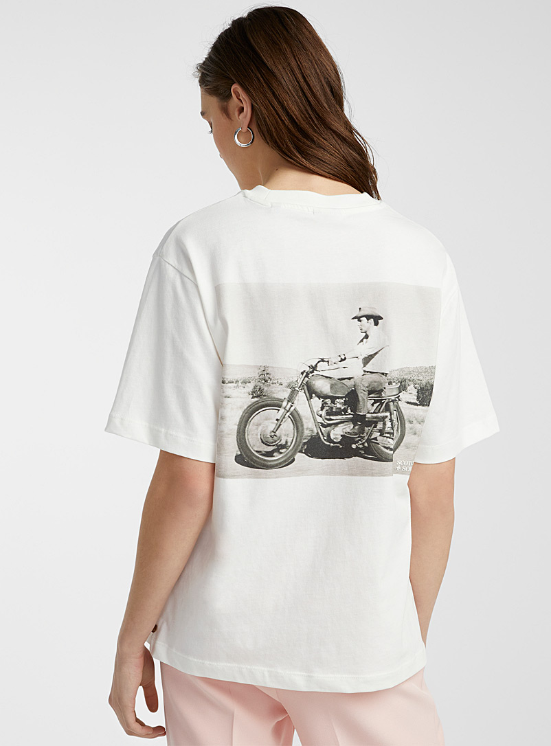 Scotch & Soda: Le t-shirt décontracté Elvis Blanc à motifs pour femme