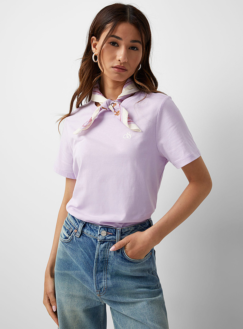 Scotch & Soda Lilacs Scarf collar lilac T-shirt for women