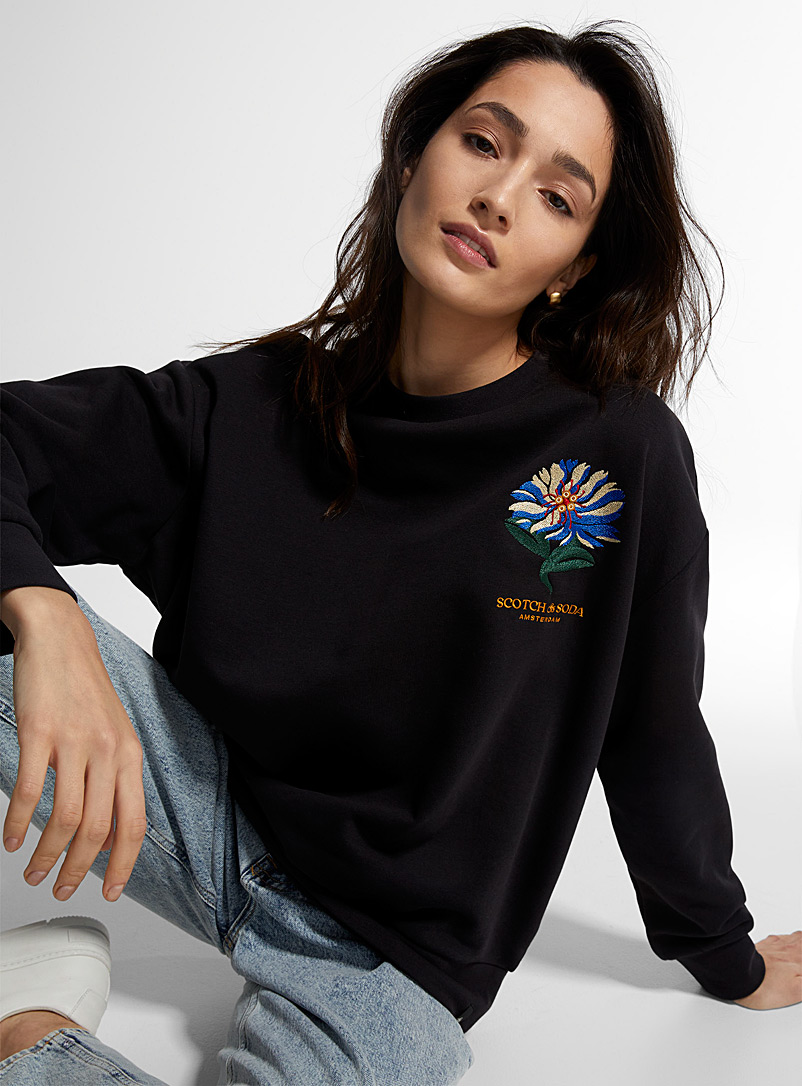 Scotch & Soda Black Sakura embroidery sweatshirt for women
