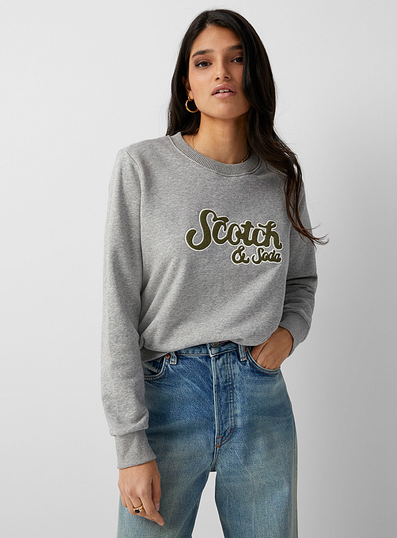 Scotch & Soda Grey Bouclé signature sweatshirt for women
