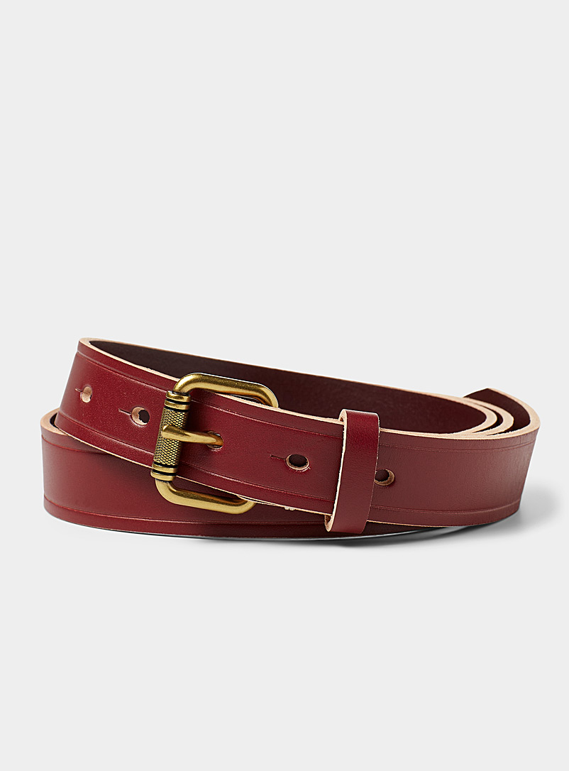 Scotch & Soda Ruby Red Raw finish leather belt for men
