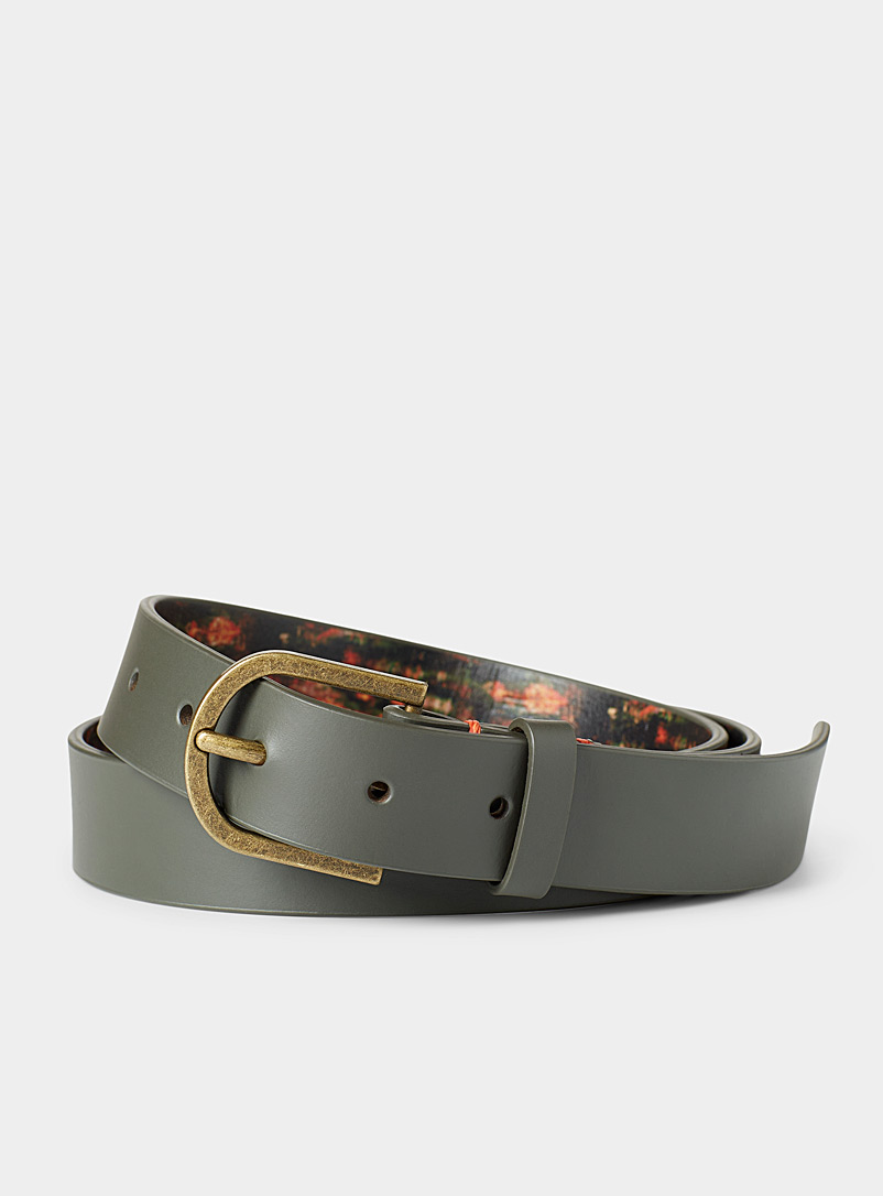 Scotch & Soda Green Colour accent leather belt for men