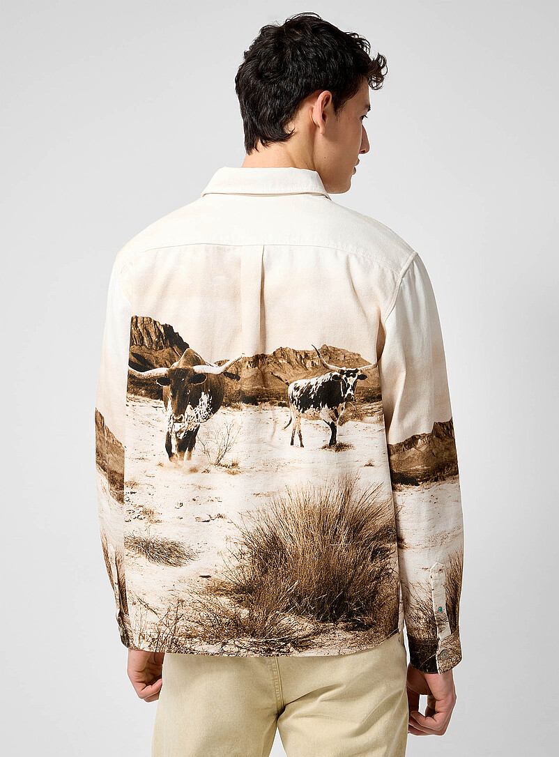 Scotch & Soda: La surchemise denim paysage de l'Ouest Ivoire - Beige cr&egrave;me pour homme