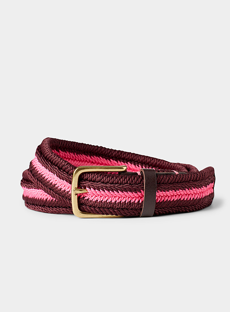 Scotch & Soda Brown Pink band braided belt for men