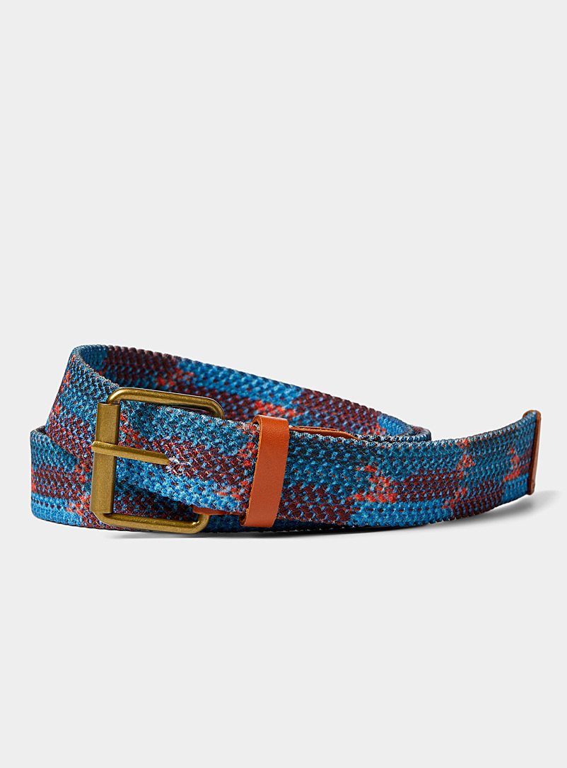 Scotch & Soda Sapphire Blue Colourful wave braided belt for men