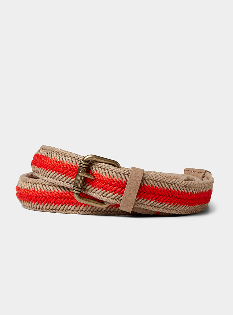 Scotch & Soda Patterned Brown Two-tone braided belt for men