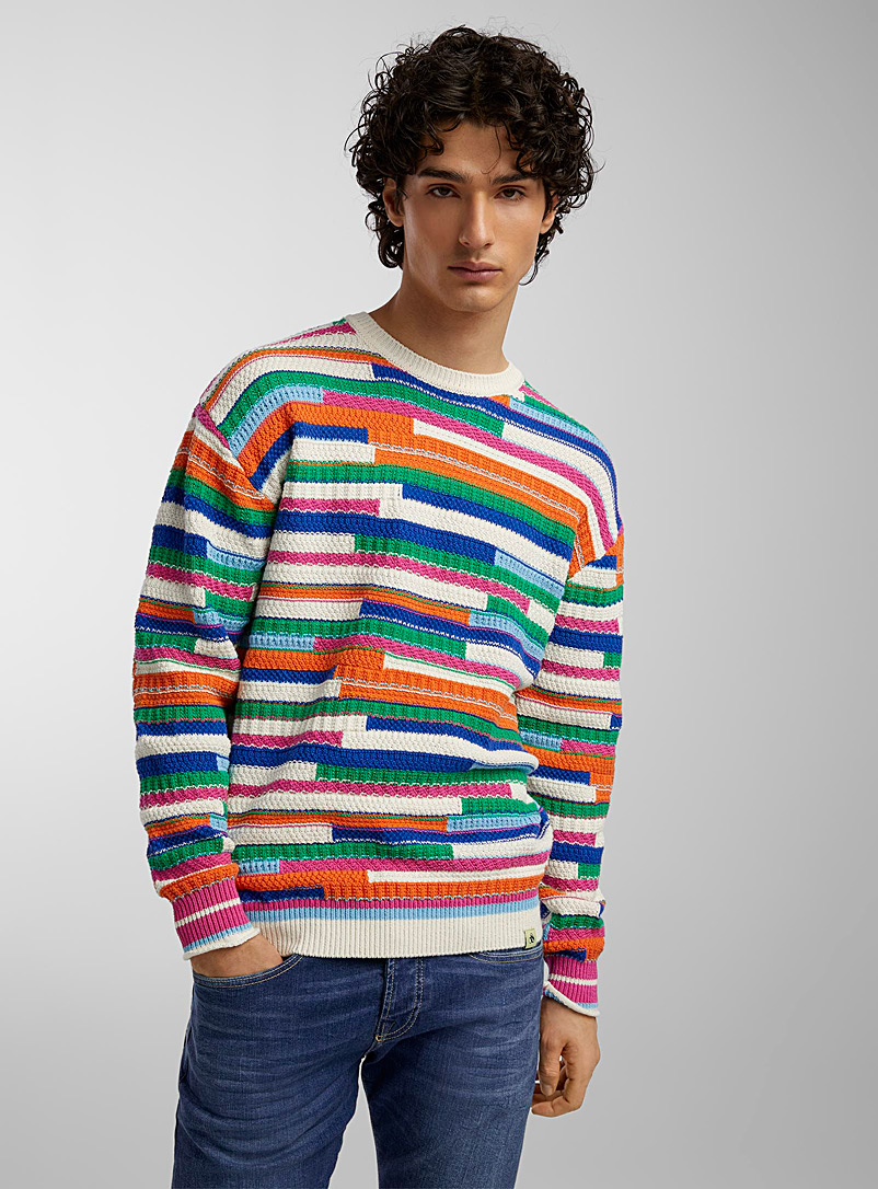 Scotch & Soda Multicoloured Colourful mixed-stitch sweater for men