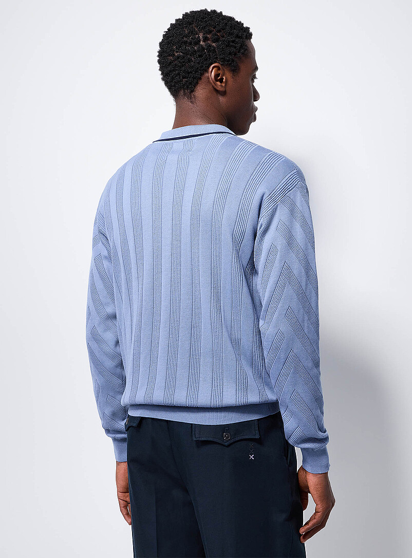 Scotch & Soda Baby Blue Pointelle herringbone polo for men