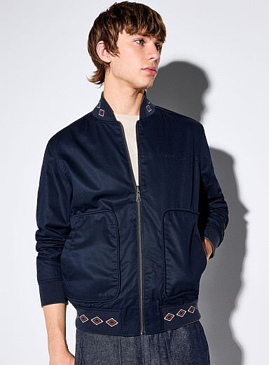 Knit trim reversible jacket
