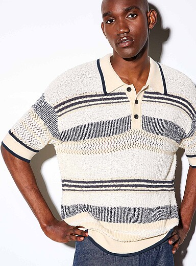 Le polo tricot ray&eacute; travaill&eacute;