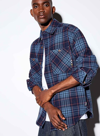 Indigo check overshirt
