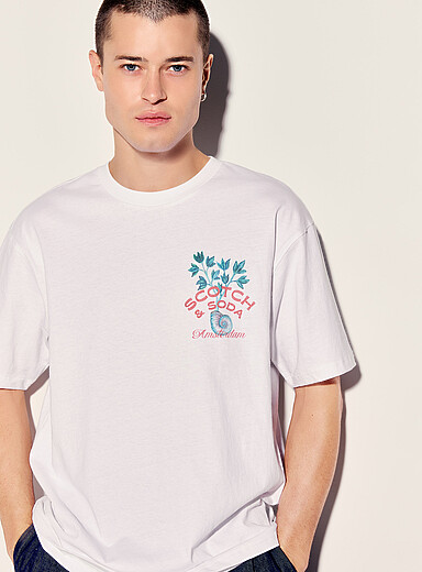 Scotch & Soda: Le t-shirt logo botanique Blanc pour homme