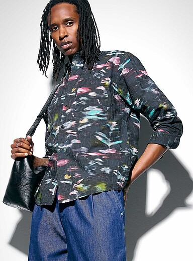 Scotch & Soda Multicoloured Print Embroidered weft abstract shirt for men