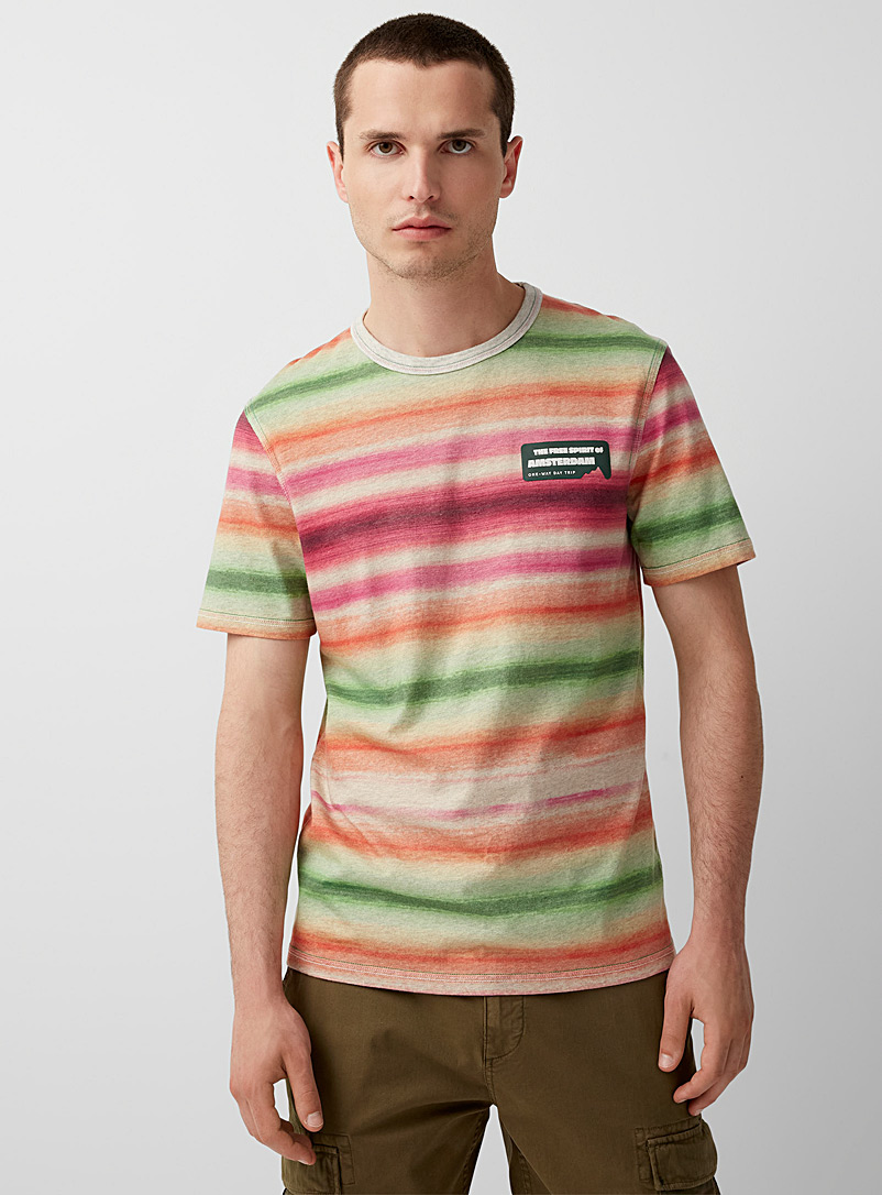 Scotch & Soda Pink Faded stripe T-shirt for men