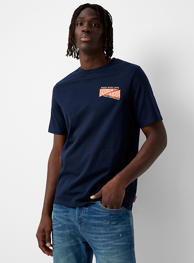 Scotch & Soda: Le t-shirt logo fanion Bleu foncé pour homme