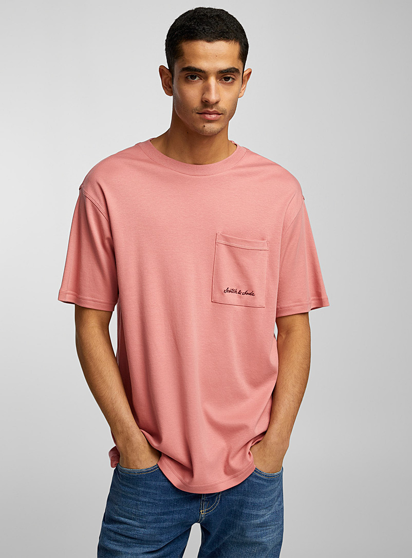 Scotch & Soda Pink Soft jersey logo T-shirt for men