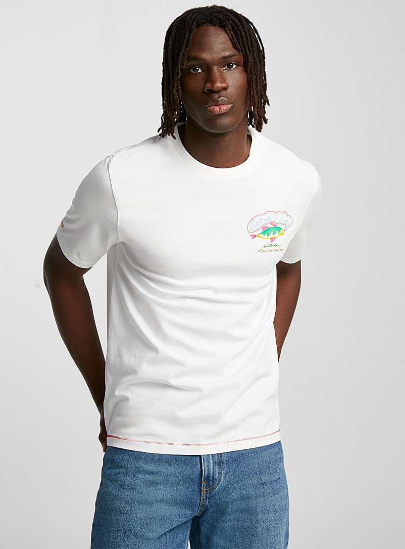 Scotch & Soda: Le t-shirt poisson coloré Blanc pour homme