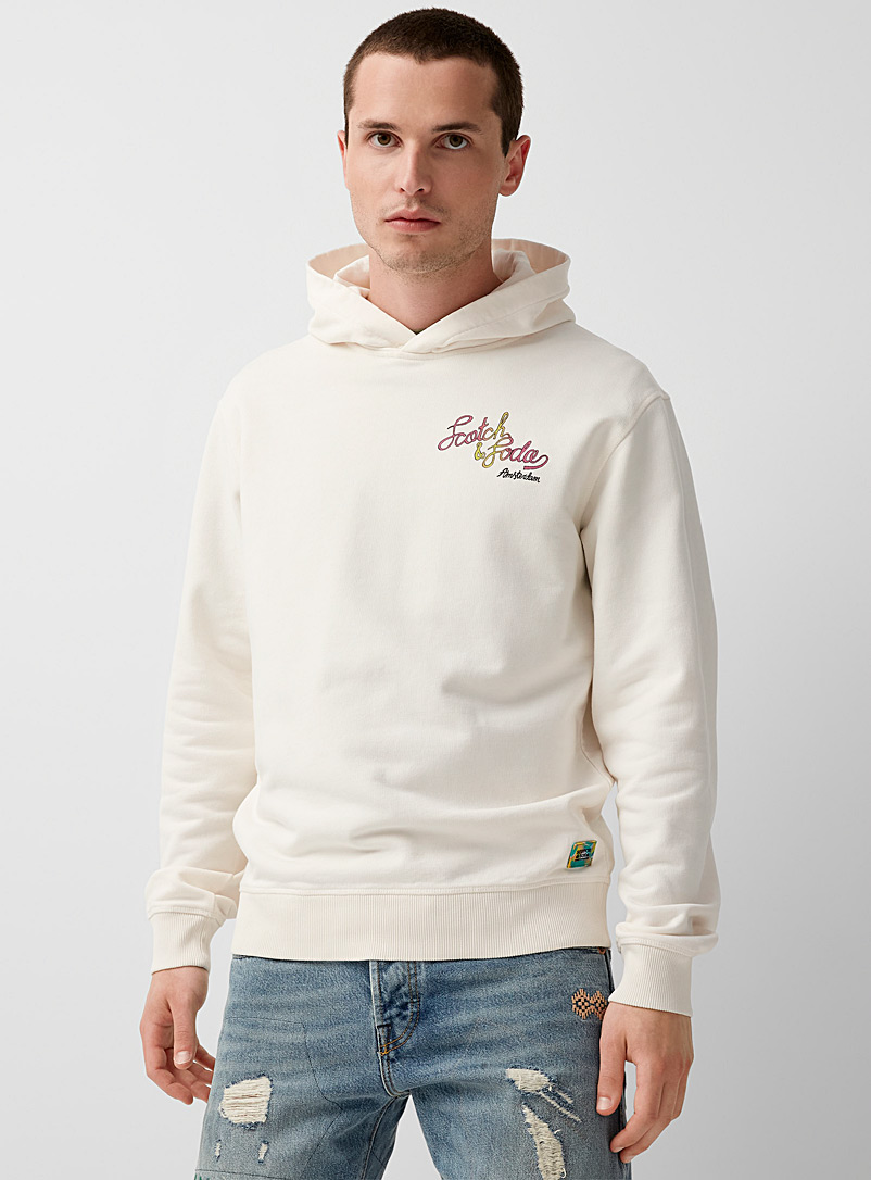 Scotch & Soda White Rocky mountain hooded sweatshirt for men