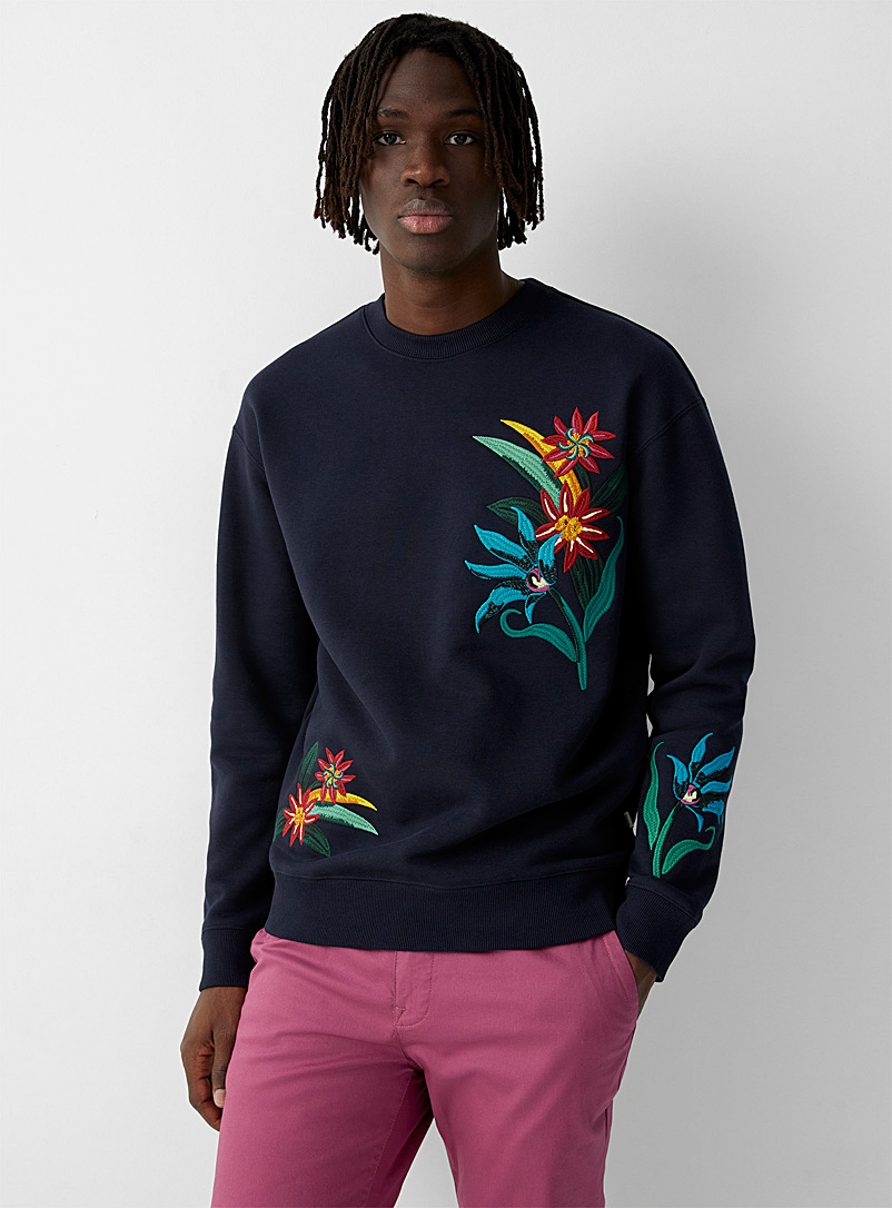 Scotch & Soda Dark Blue Floral embroidery sweatshirt for men