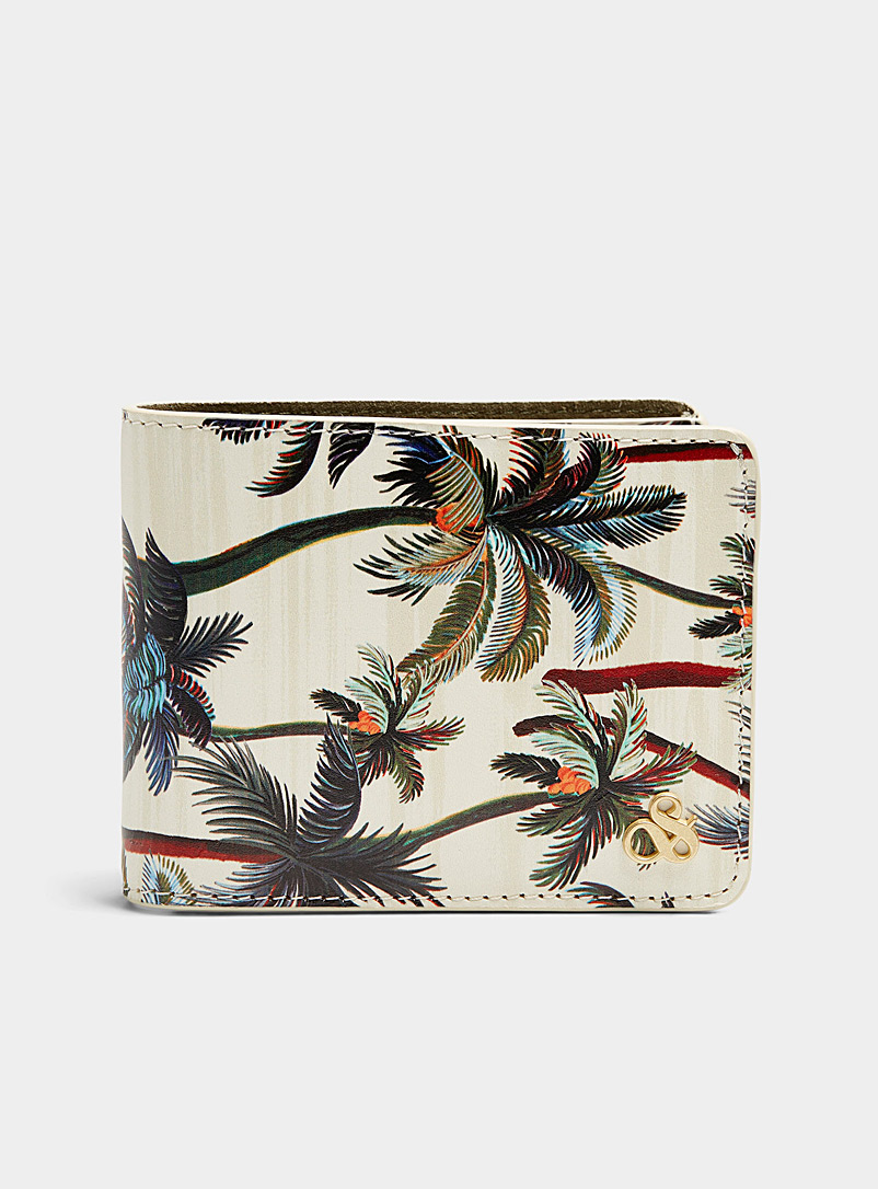 Scotch & Soda Patterned White Palm tree leather wallet for men