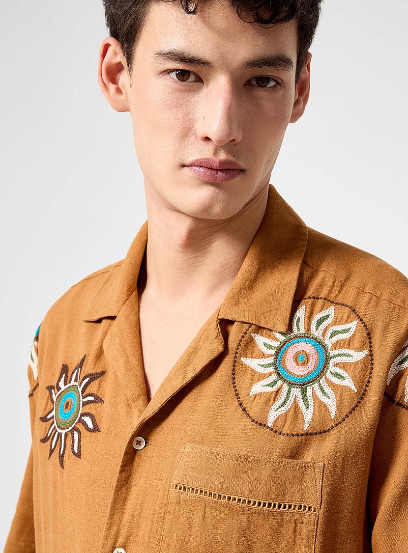 Sun embroidery linen shirt product image 2