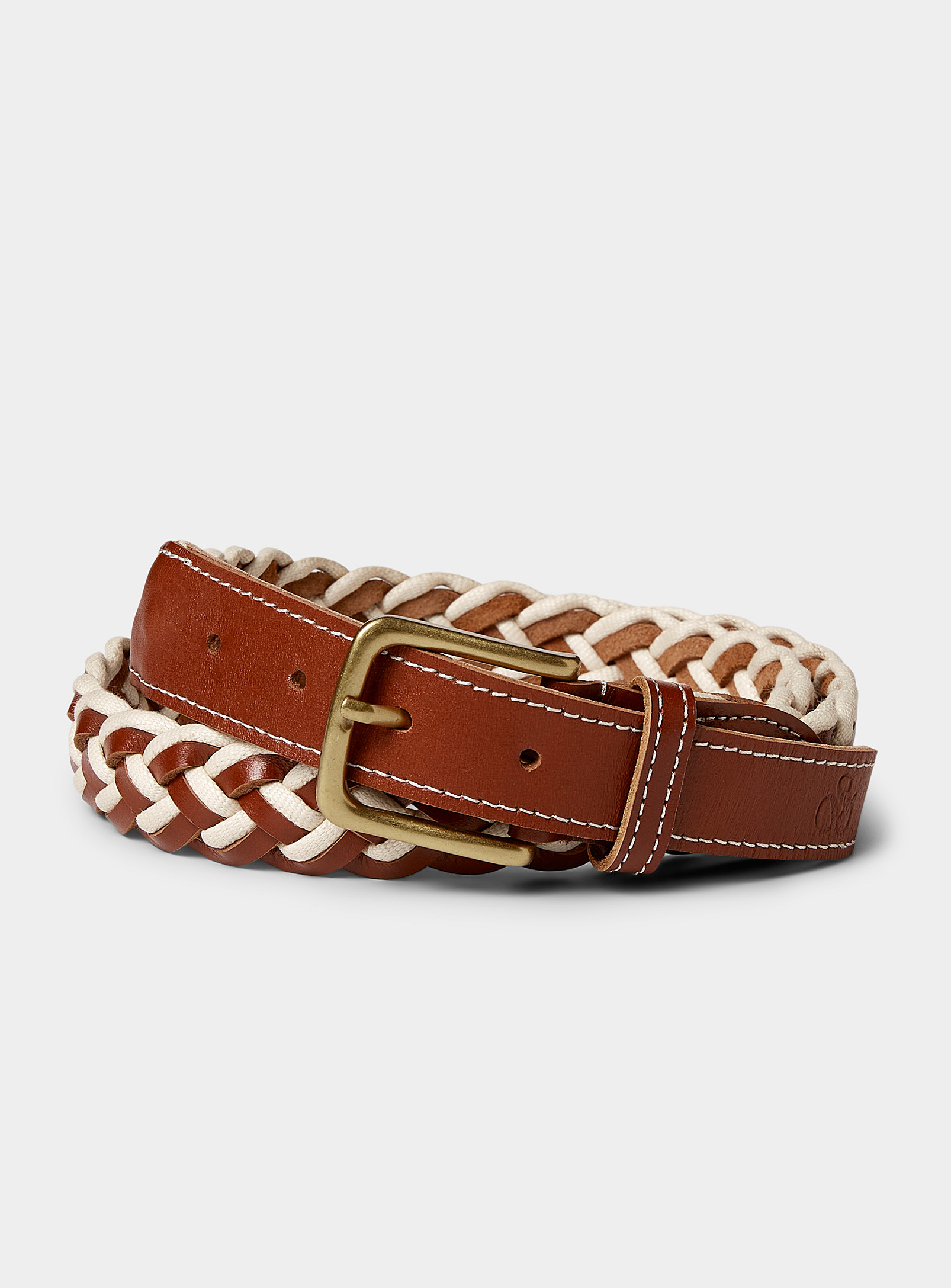 Scotch & Soda - Men's Cord and brown leather braided belt