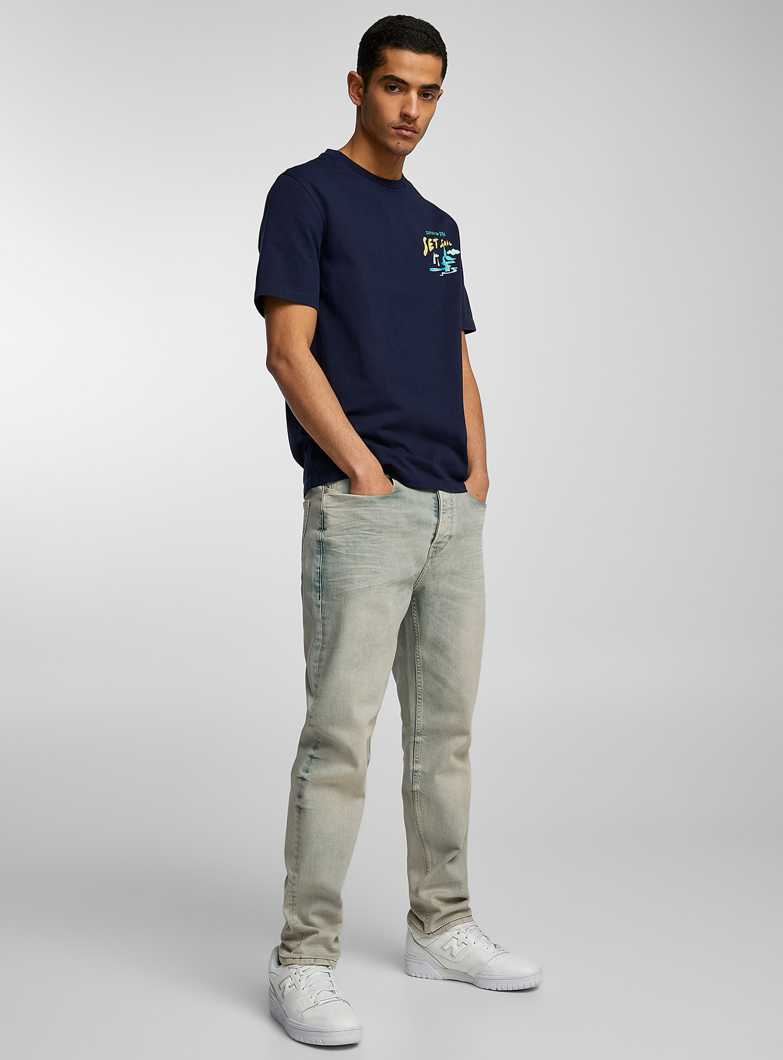Scotch & Soda The Drop Light Faded Jean Tapered Fit In Baby Blue