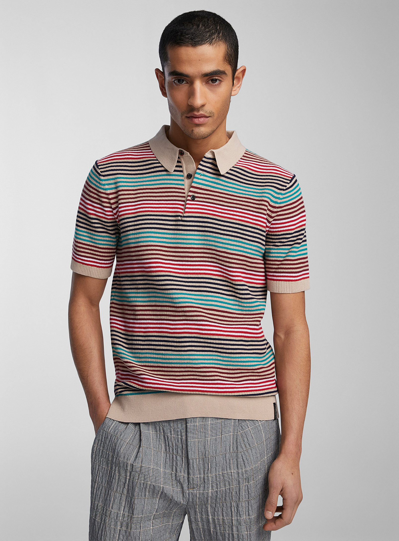 Scotch & Soda - Men's Colourful block-stripe knit Polo Shirt