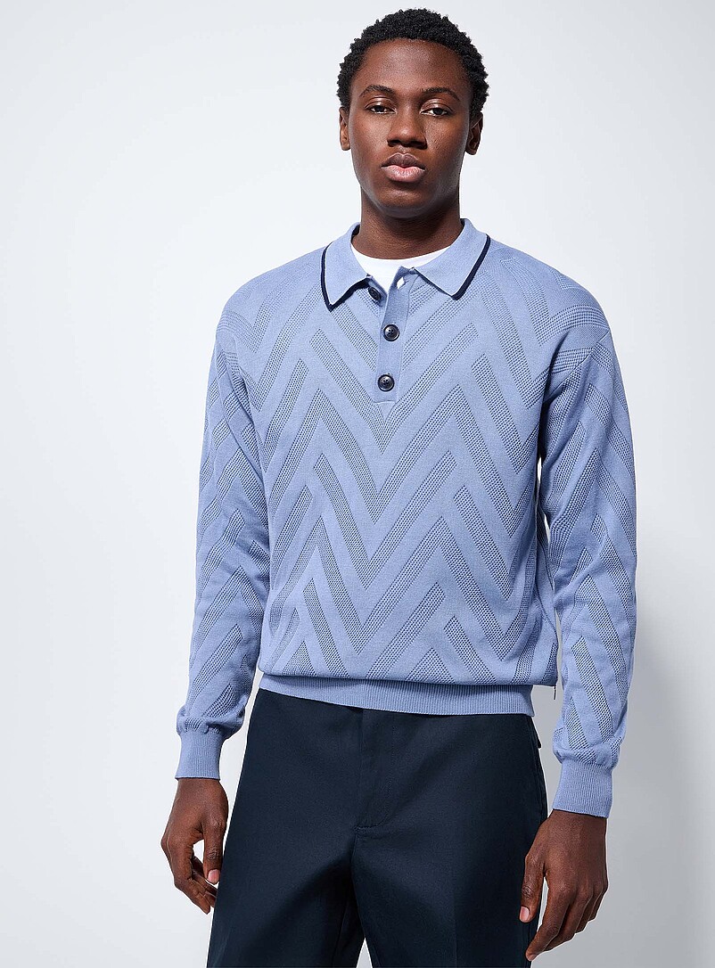 Pointelle herringbone polo product image (primary)