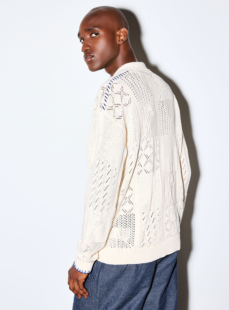 Mosaic knit polo-collar cardigan product image 3