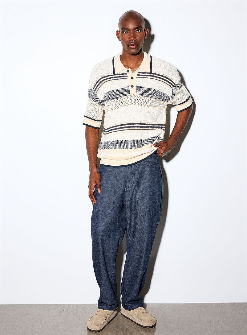 Textured striped knit polo product image 2