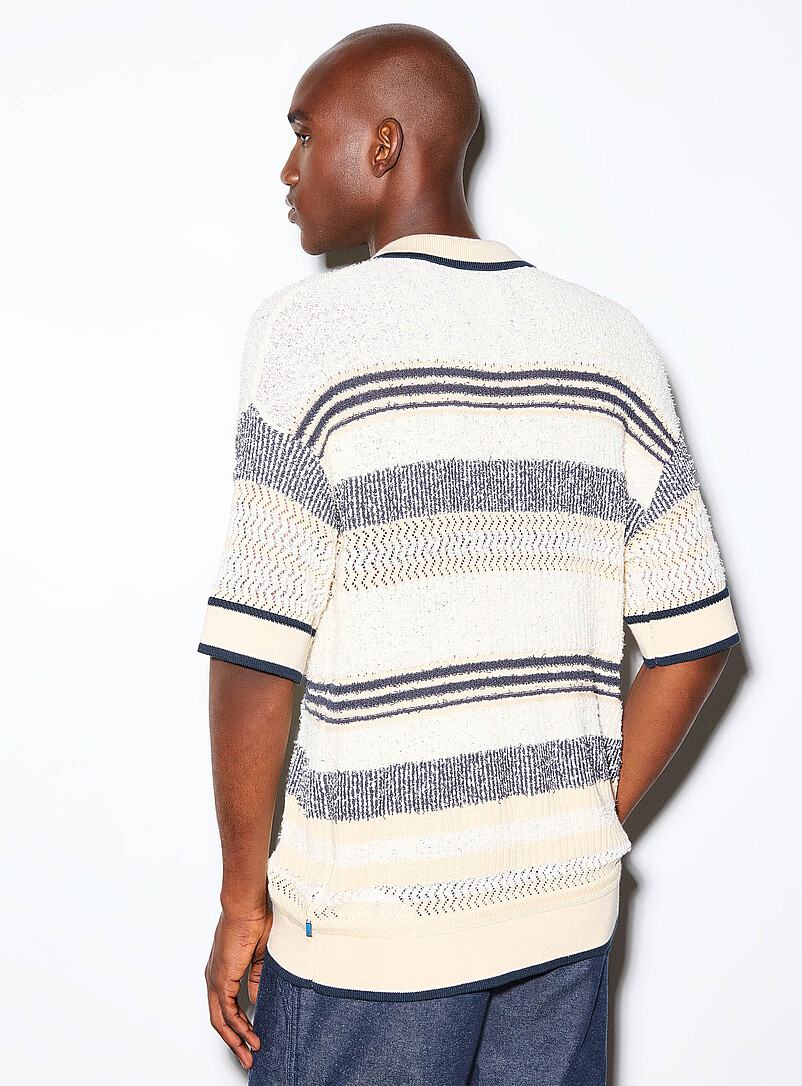 Textured striped knit polo product image 3