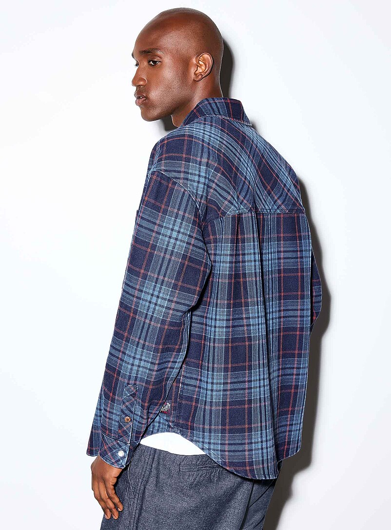 Indigo check overshirt product image 3