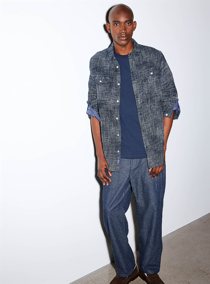 Semi-plain indigo knit shirt Regular fit product image 2
