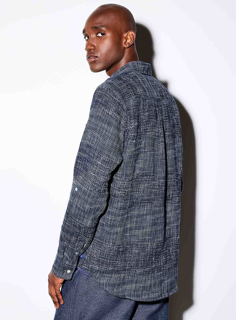 Semi-plain indigo knit shirt Regular fit product image 3