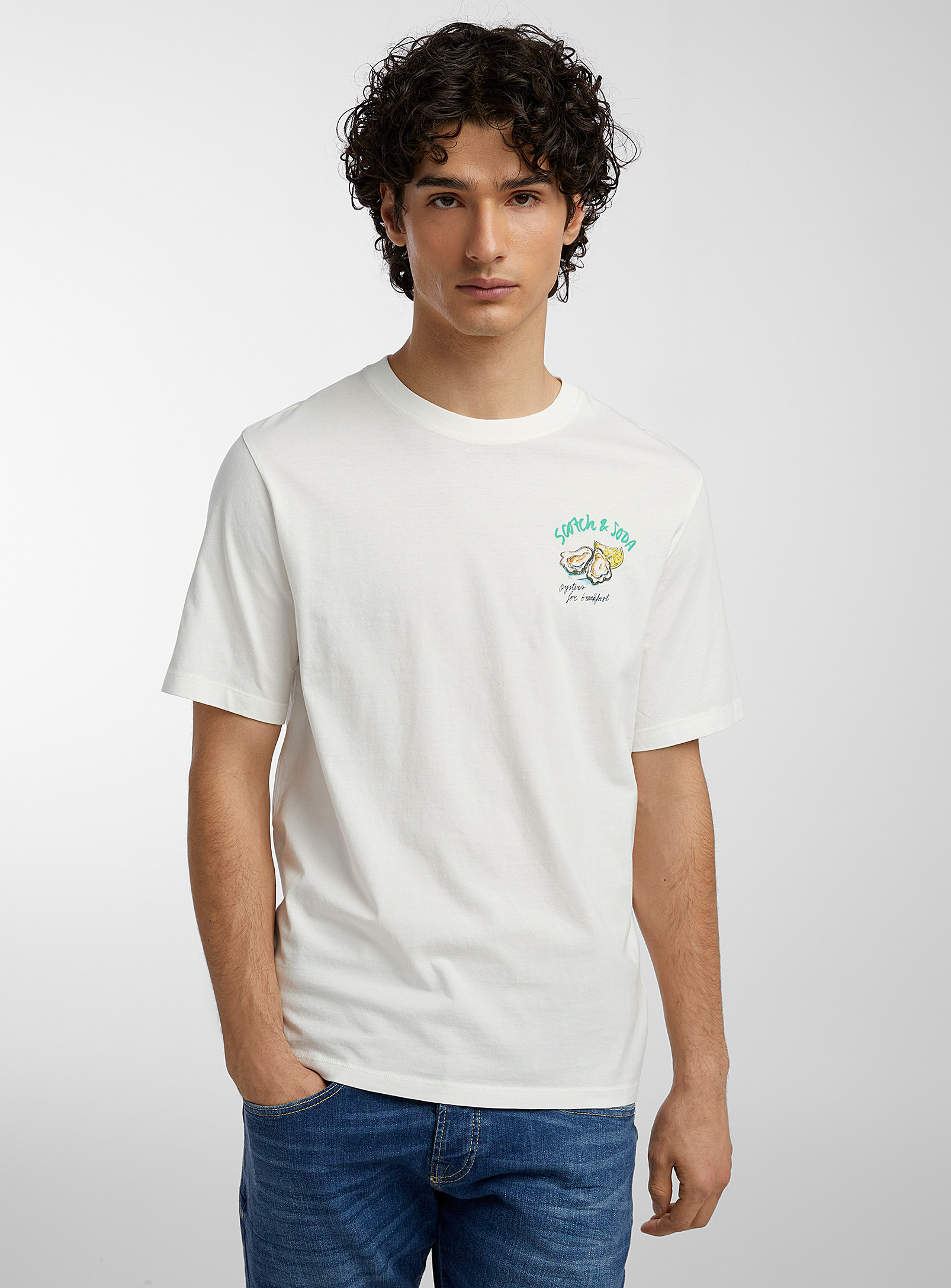 Scotch & Soda Oysters For Breakfast T-shirt In White