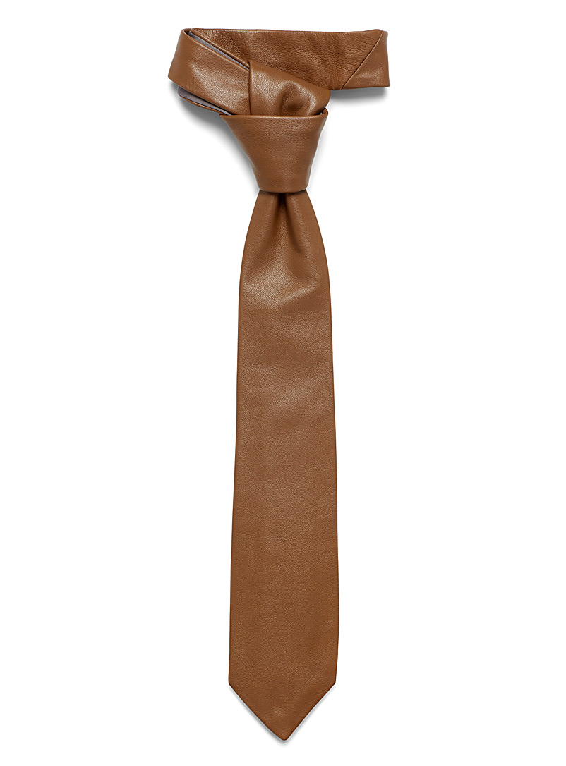 Blick: La cravate en cuir Miel chameau pour homme