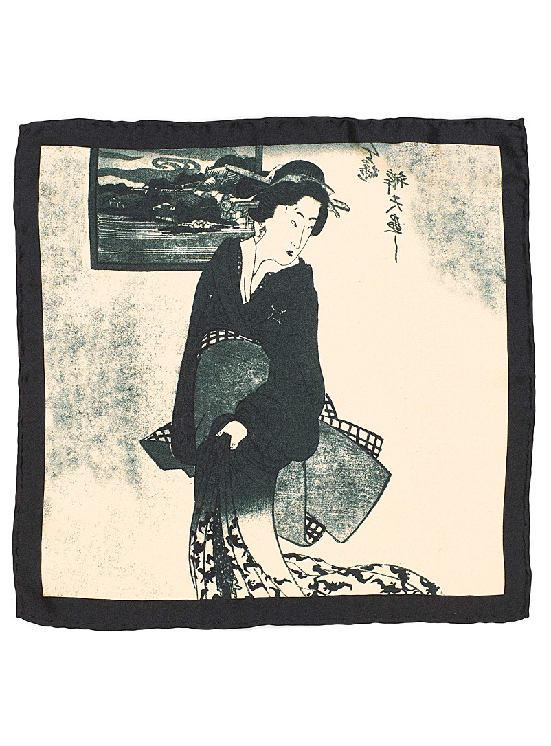 Blick: Le foulard pochette geisha Noir pour homme