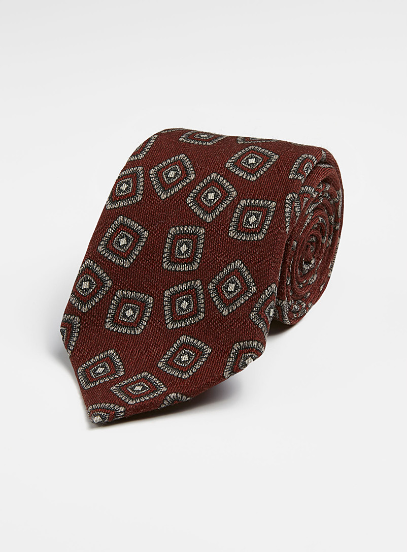 Blick: La cravate médaillons carrés Rouge foncé-vin-rubis pour homme