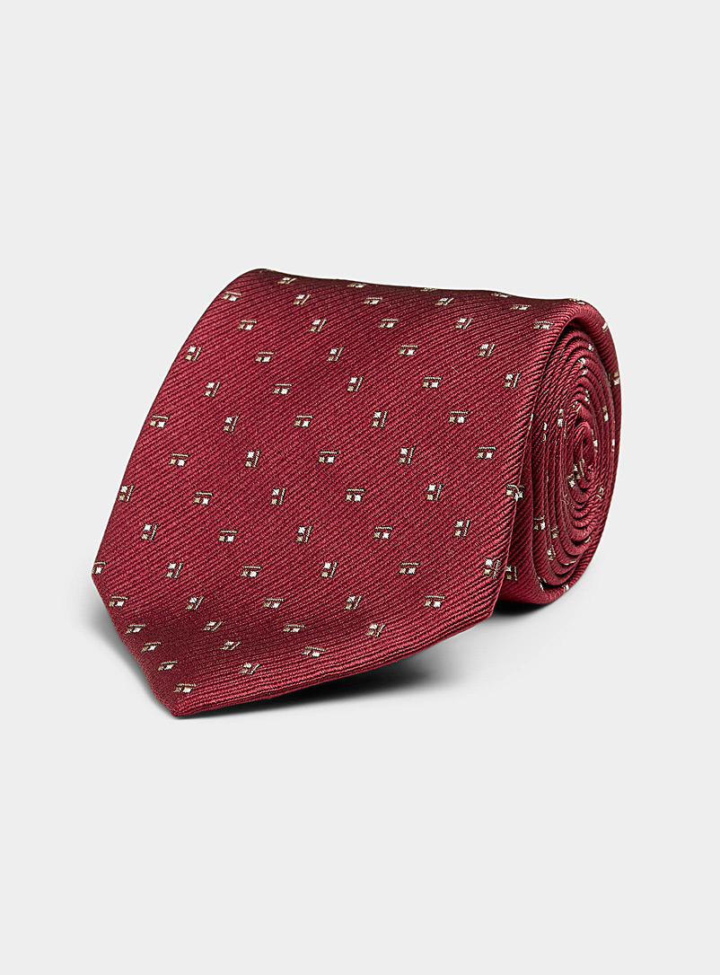 Blick Ruby Red Geo mini-pattern burgundy tie for men