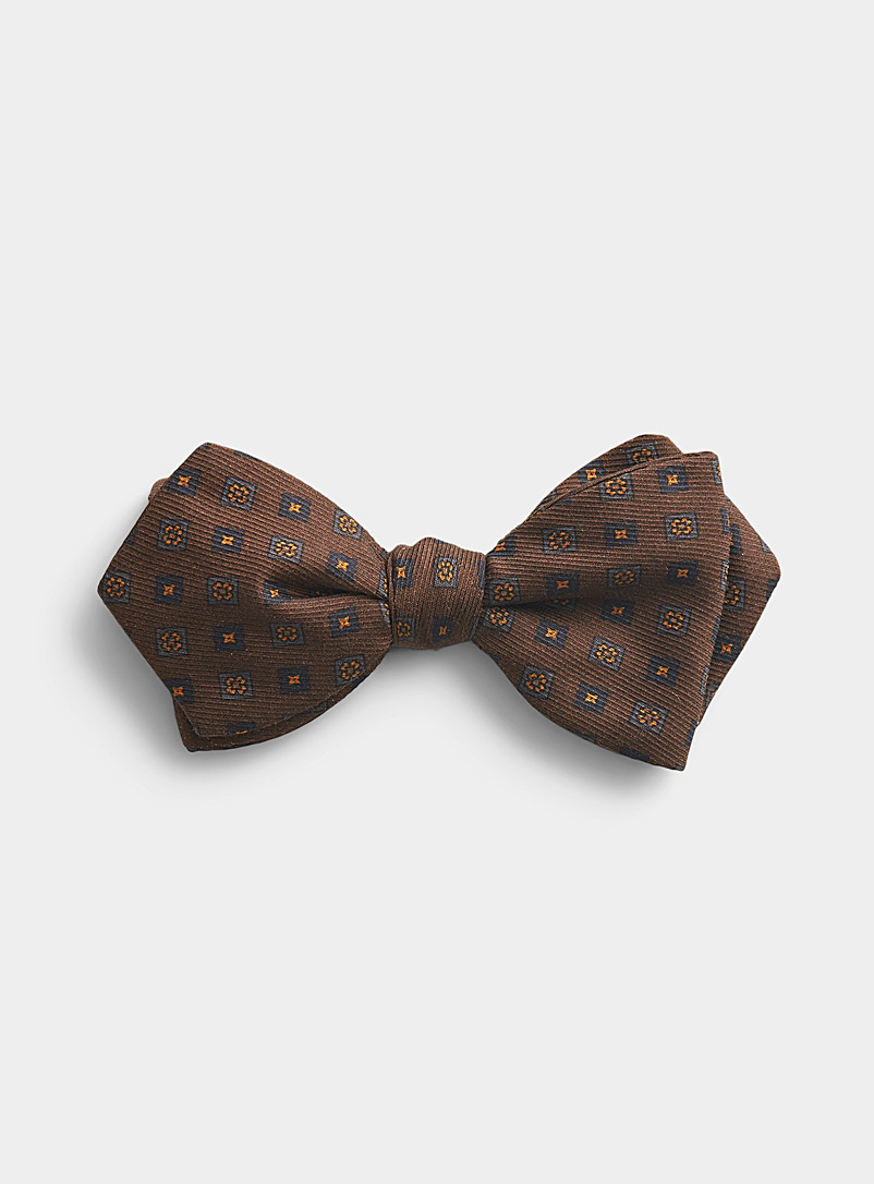 Blick Brown Geo flower bow tie for men
